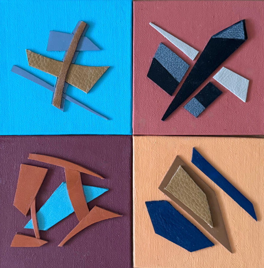 Clockwise From Upper L-R: Rune II, Rune IV, Rune III, Rune 1. Mixed Media on Cradled Panels. Each Approx 5&#39; x 5&#39;.