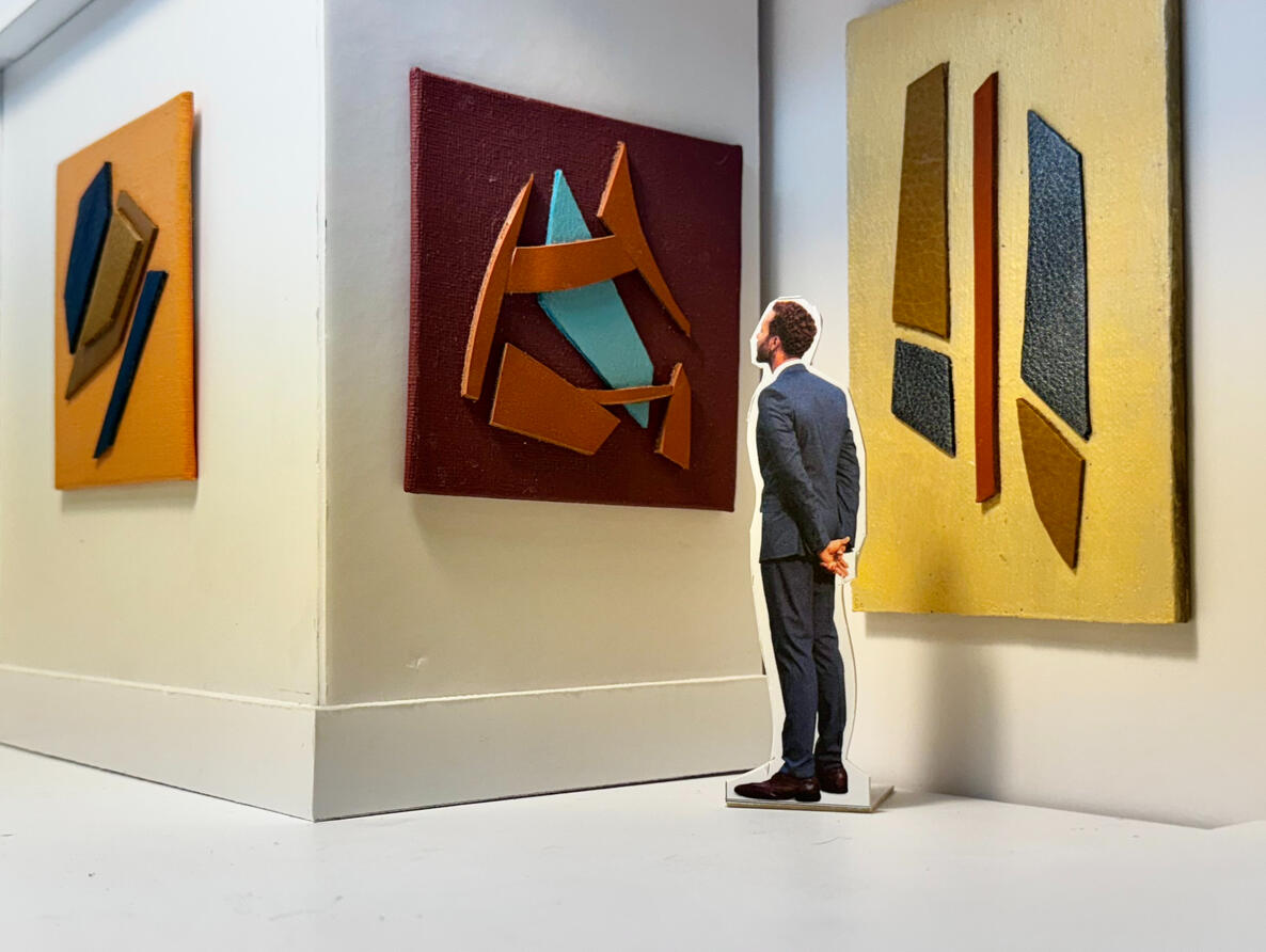 L-R: Rune III, Rune I, Rune V. Mixed Media on Cradled Panels. Each Approx 5' x 5'.